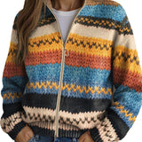 Jenna - Cardigan Tricoté à Rayures Zigzag Multicolores