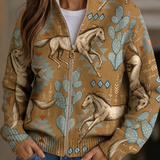 Kaitlyn - Cardigan zippé Cactus et Cheval du Désert