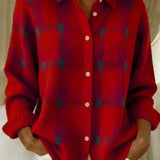 Chantal | Cardigan weiche à carreaux à boutons