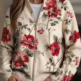 Pénélope - Cardigan zippé vintage à imprimé floral