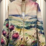 Avery - Cardigan zippé paysage chardon écossais