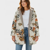 Marcelle | Manteau à capuche Boho-sherpa avec motif floral