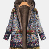 Georgette | Pull à capuche Boho-sherpa avec motif floral