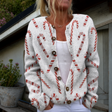 Solange | Cardigan festif au motif de sucre d’orge