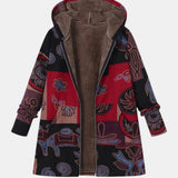 Henriette | Manteau à capuche en patchwork boho avec motif abstrait