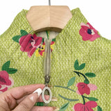 Lauren - Cardigan à Fleurs Roses et Zippé Citron Vert