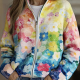 Natalie - Cardigan Ombre à Fleurs Aquarelle