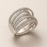 Bague en Argent Zirconia Vintage Superposée
