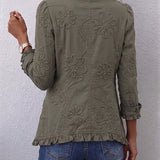 Lisette | Veste utilitaire à ruchés brodée Boho-Chic