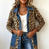 Madeleine | Veste Longue en Jean à Imprimé Léopard