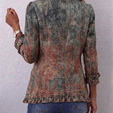 Jeannette | Veste Vintage à Imprimé Texturé en Dégradé