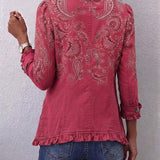 Henriette | Veste Plissée Imprimé Paisley Vintage