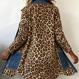 Madeleine | Veste Longue en Jean à Imprimé Léopard