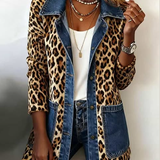 Madeleine | Veste Longue en Jean à Imprimé Léopard