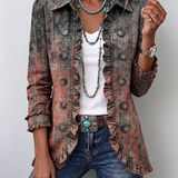 Jeannette | Veste Vintage à Imprimé Texturé en Dégradé