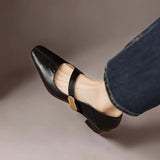 NIENKE | MARY JANES À POINTE CARREE ET BANDEAU EN OR