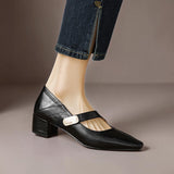 NIENKE | MARY JANES À POINTE CARREE ET BANDEAU EN OR