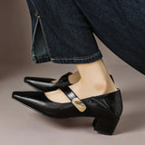 NIENKE | MARY JANES À POINTE CARREE ET BANDEAU EN OR