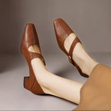 NIENKE | MARY JANES À POINTE CARREE ET BANDEAU EN OR