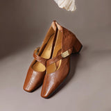 NIENKE | MARY JANES À POINTE CARREE ET BANDEAU EN OR