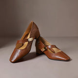 NIENKE | MARY JANES À POINTE CARREE ET BANDEAU EN OR