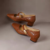 NIENKE | MARY JANES À POINTE CARREE ET BANDEAU EN OR