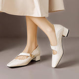NIENKE | MARY JANES À POINTE CARREE ET BANDEAU EN OR