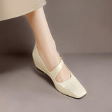 TESS | MARY JANES EN CUIR AVEC POINTE CARREE